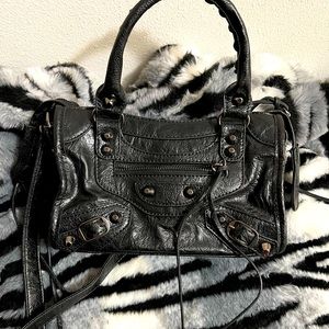 Black Moto Style Crossbody Bag